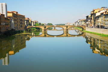 Fototapeta na wymiar Florence Arno Corsini and Santa Trinità bridge.