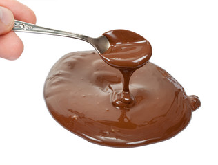 Chocolate syrup and spoon