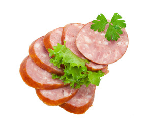Sausage with green vegetable