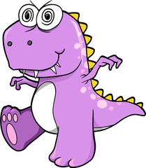 Crazy Insane Purple Dinosaur T-Rex Vector Illustration Art
