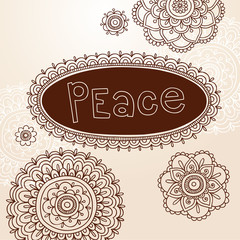 Henna Peace Doodles Frame and Flowers