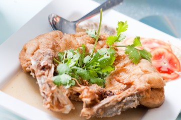 steamed Sea bass with fish sauce