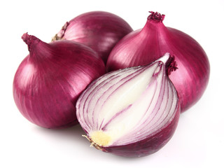 Red onion in closeup