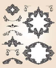 Set of decorative frames and design elements