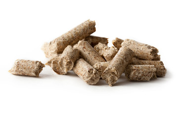 Wooden pellets isolated on white