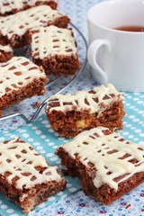 Homemade brownies and tea