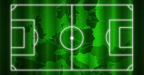 soccer field with white lines europe green map background © Aleksandra Gigowska