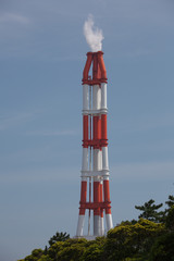 Petrochemical factory chimneys in JAPAN