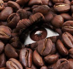 eye with coffee beans texture