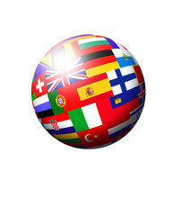 european countries flags ball over white