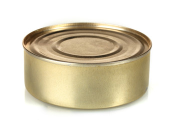 Tin with food isolated on white