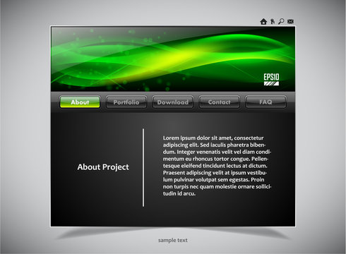 website template in black and green colors