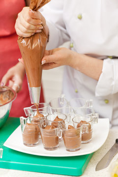 Chef Making A Chocolate Mousse