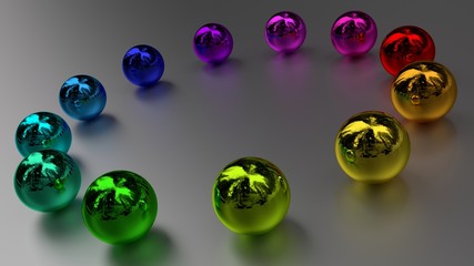 rainbow color balls in circle