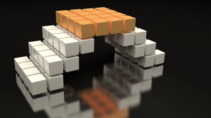 Naklejka premium 3d orange cube bridge concept
