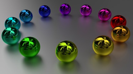 rainbow color balls in circle