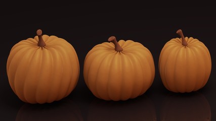 pumpkin on glossy black ground