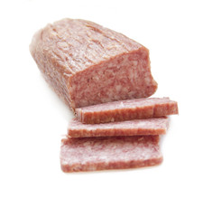 Salami on a white background