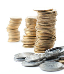 coin stacks isolated on white