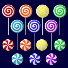 Delicious colorful lollipop collection