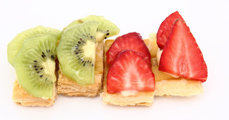Fruit dessert of kiwi and strawberries