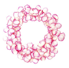 Obraz premium round frame made of pink rose petals