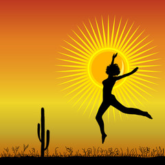 girl jumping in the desert black silhouette