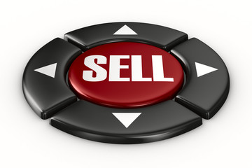 button sell on white background. Isolated 3D image