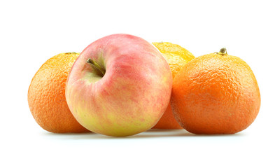 Oranges and apple isolated
