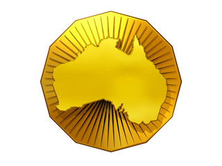 Umrisskarte von Australien auf Goldmedaille mit Glorienschein