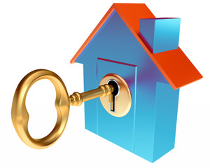 House Key, on a white background, 3d render