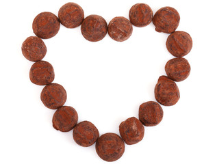 chocolate truffles on white background