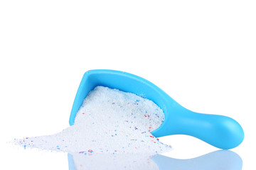 Washing powder in blue container,isolated on white