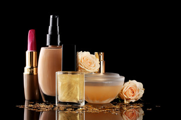 Сosmetics isolated on black