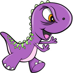Evil Purple Dinosaur Animal Vector Illustration Art