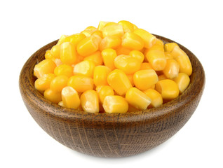 Corn grains in a wooden plate