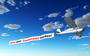 Flugzeug Banner - Jetzt Ihren Traumurlaub buchen!