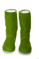 womens winter boots on white background