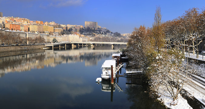 Lyon Croix Rousse And Rhone River