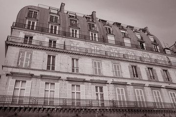 Building Facade on Rue de Rivoli, Paris, France