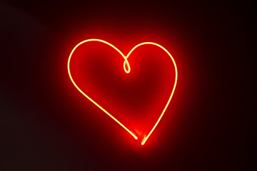Heart shape red neon lights