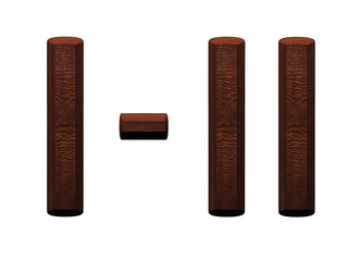3d wooden roman numbers on white background.