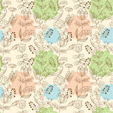 Pattern with birds and flowers