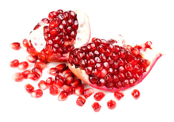 Pomegranate  sliced  isolated on white background