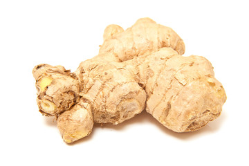 Ginger root isolated on a white studio background.