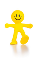 One person cheerfully walks forward.