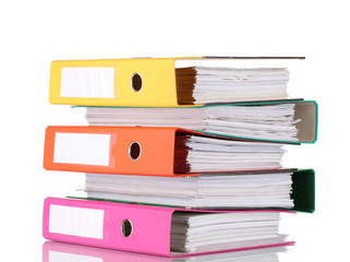 Office folders isolated on white.
