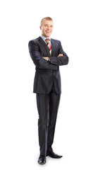 businessman standing with his hands holding