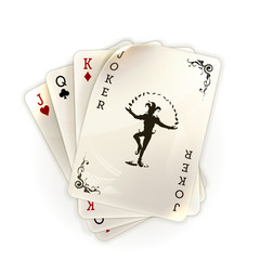 Playing cards with a joker - obrazy, fototapety, plakaty