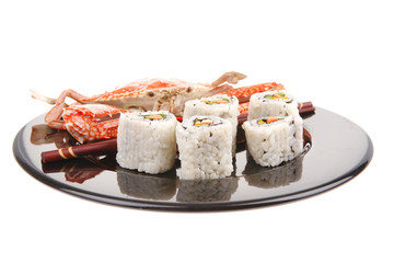 sushi rolls with crab